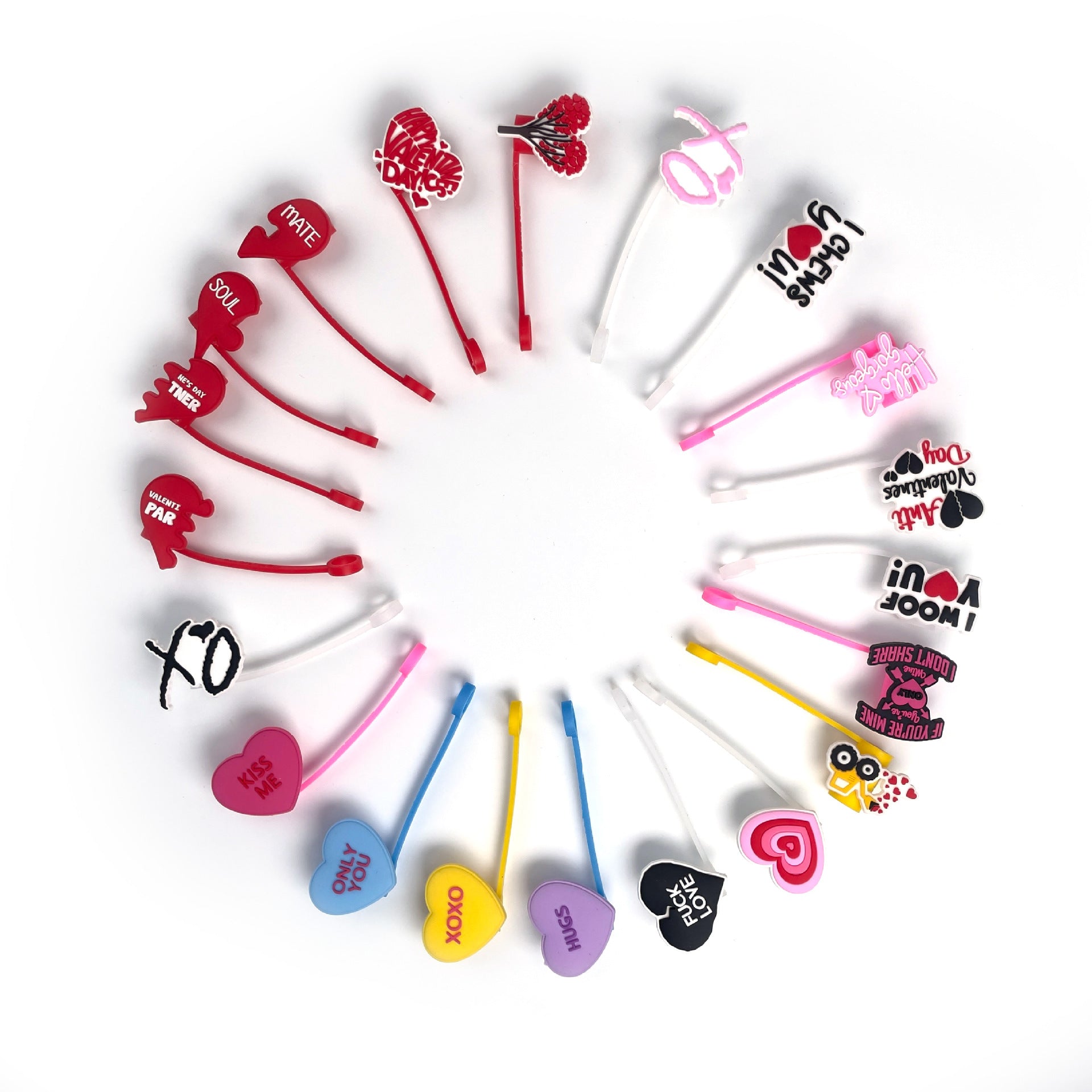 Wholesale 10PCS Valentine's Day Series Silicone Straw Sets